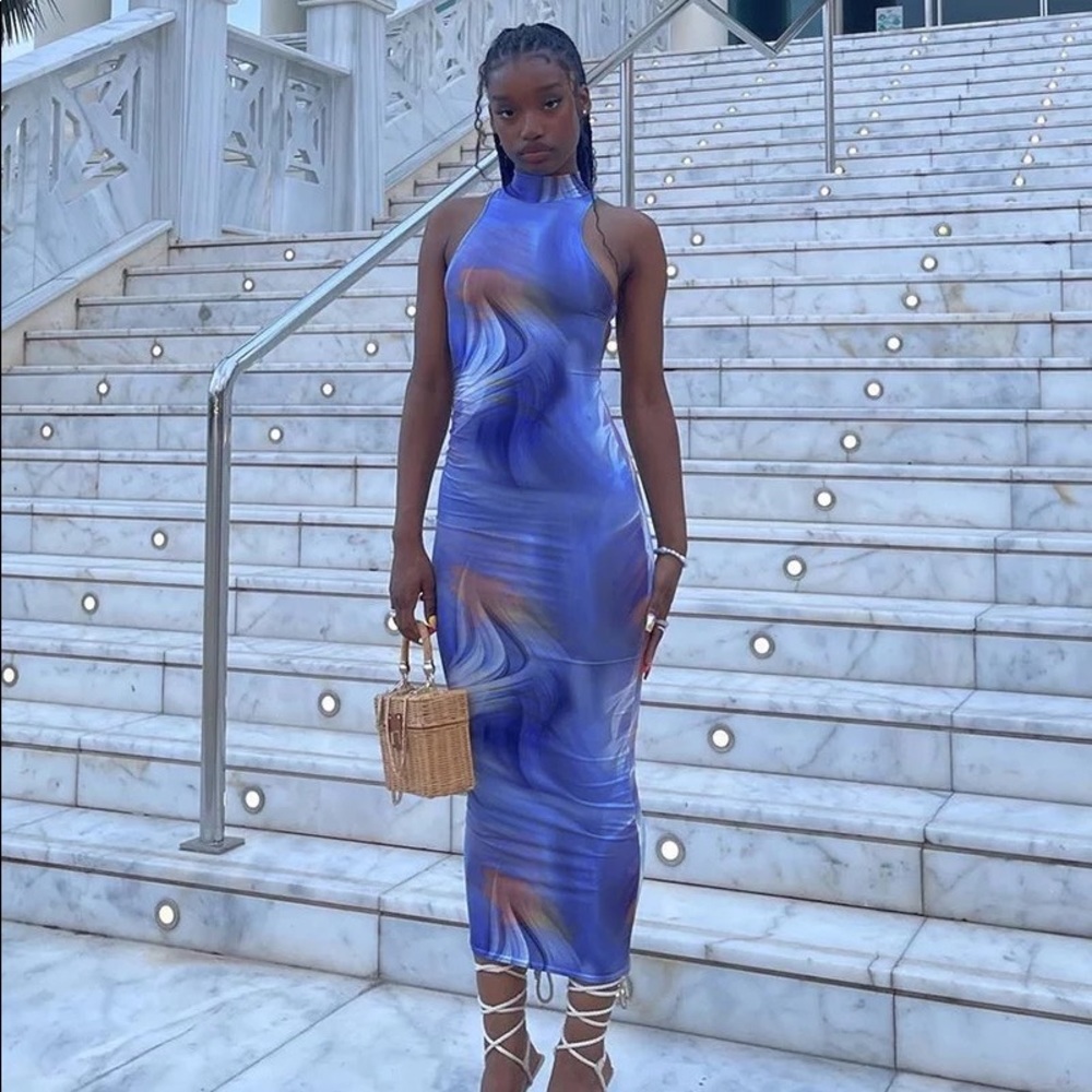 Deep blue “Work of Art” dress